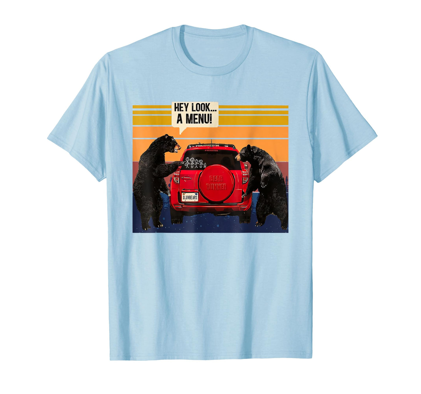 hey look the menu mountains forest camping wilderness bear T-Shirt