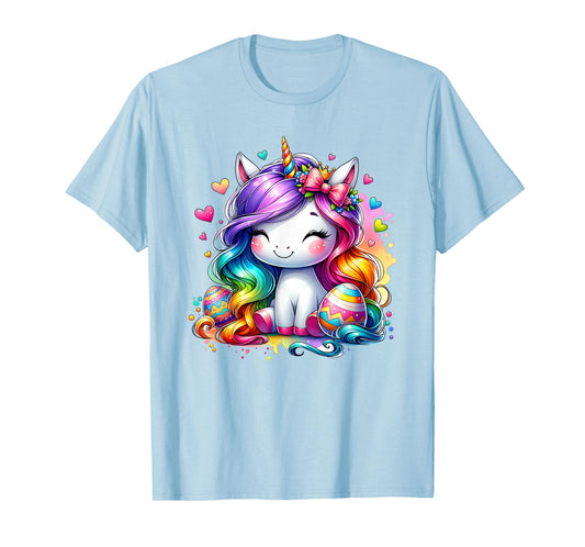Cute Unicorn Easter Shirt Girls Kids Easter Eggs Easter T-Shirt