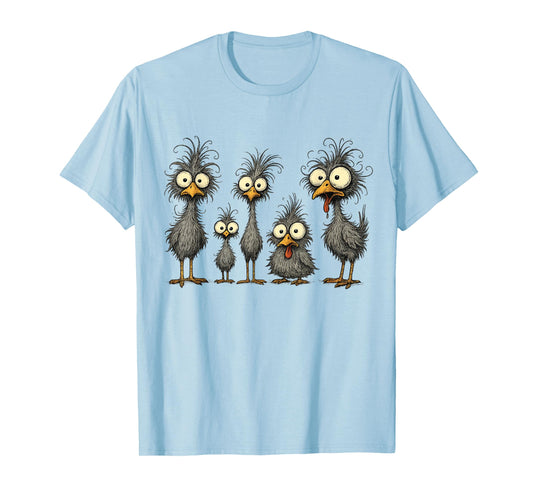 Funny Crazy Chicken Family Cartoon Cute Colorful Chicken Art T-Shirt