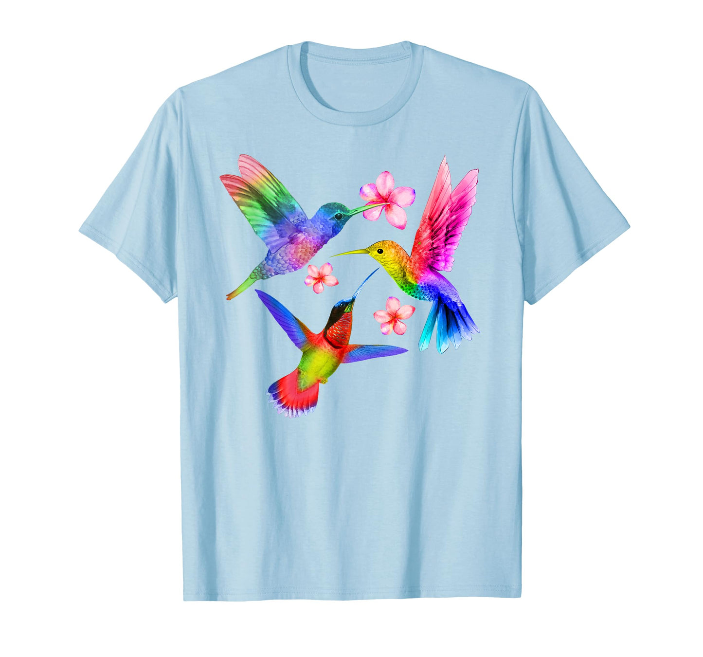 Rainbow Hummingbird Watercolor Colorful Bird Lover Gift T-Shirt