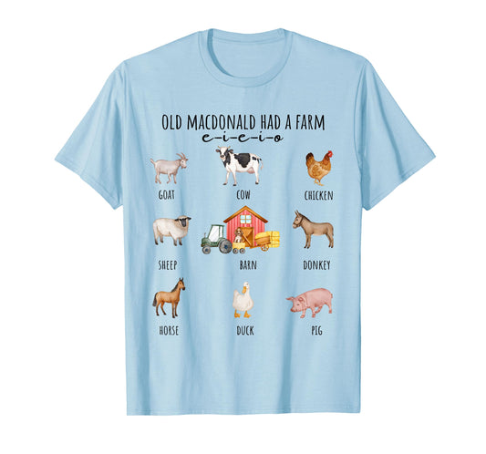 Toddler Kids Old MacDonald Had a Farm E-I-E-I-O Nursery Song T-Shirt