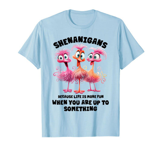 Funny Flamingo Shenanigans Because Life Is More Fun Kids T-Shirt
