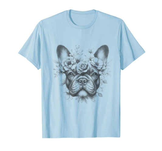 Floral French Bulldog Frenchie Flower Art For Men And Women T-Shirt