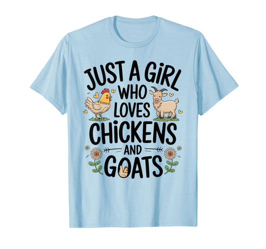 Just A Girl Who Loves Chicken And Goats Farming Farmer Women T-Shirt
