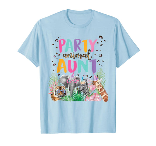 Aunt Of The Birthday Boy Zoo Theme Animal Party T-Shirt