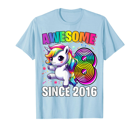 Unicorn 8th Birthday 8 Year Old Unicorn Party Girls Outfit T-Shirt