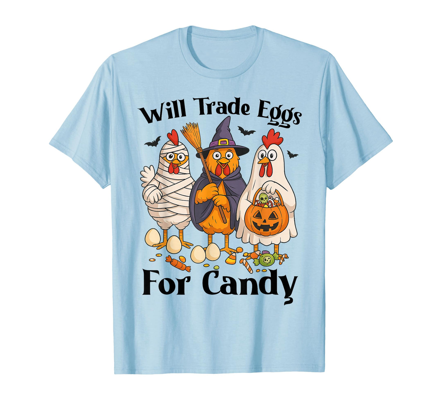 Funny Halloween Chicken Trade Eggs For Candy Trick or Treat T-Shirt