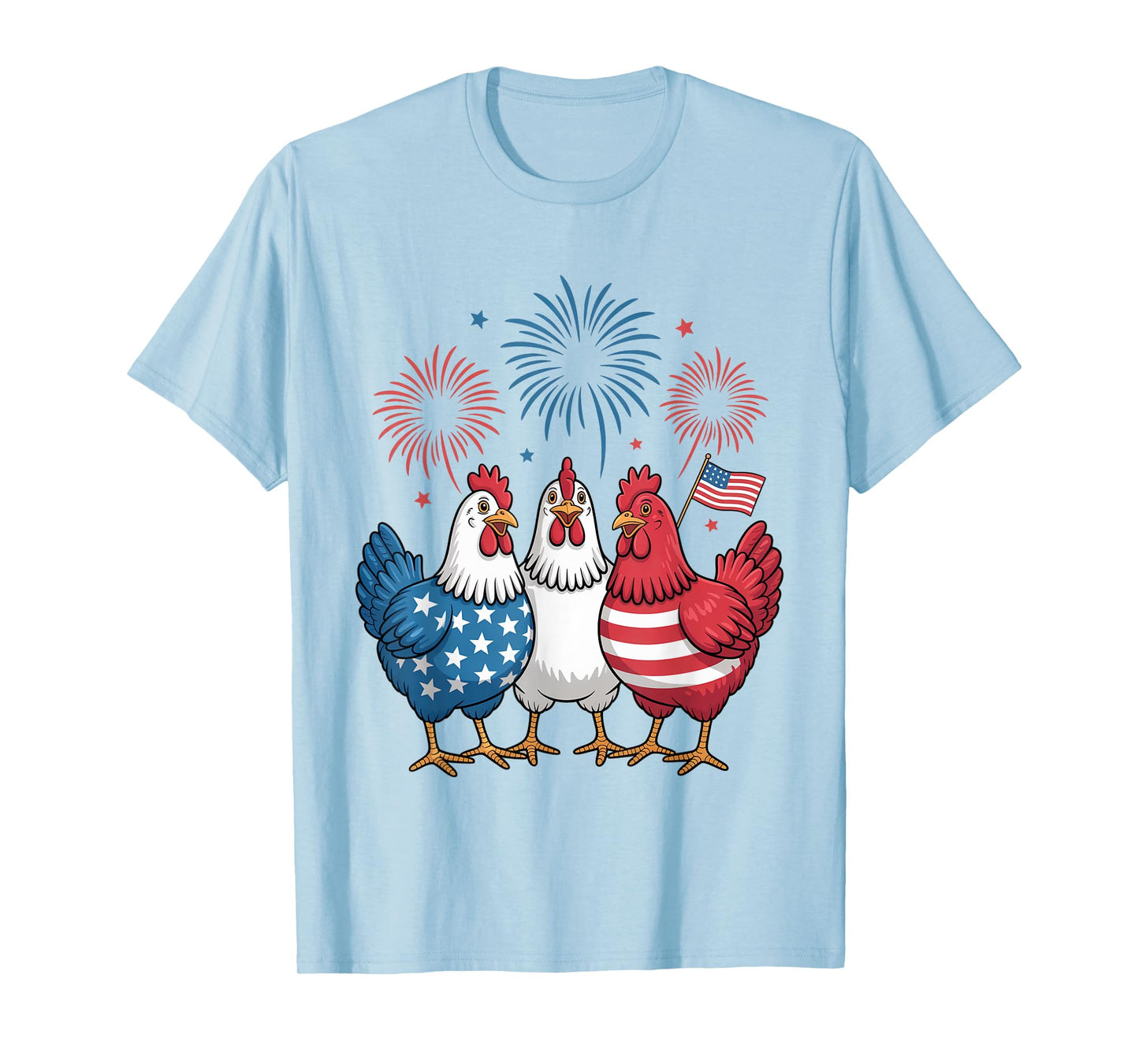 Funny Patriotic Chickens USA Flag 4th of July Chicken Lover T-Shirt