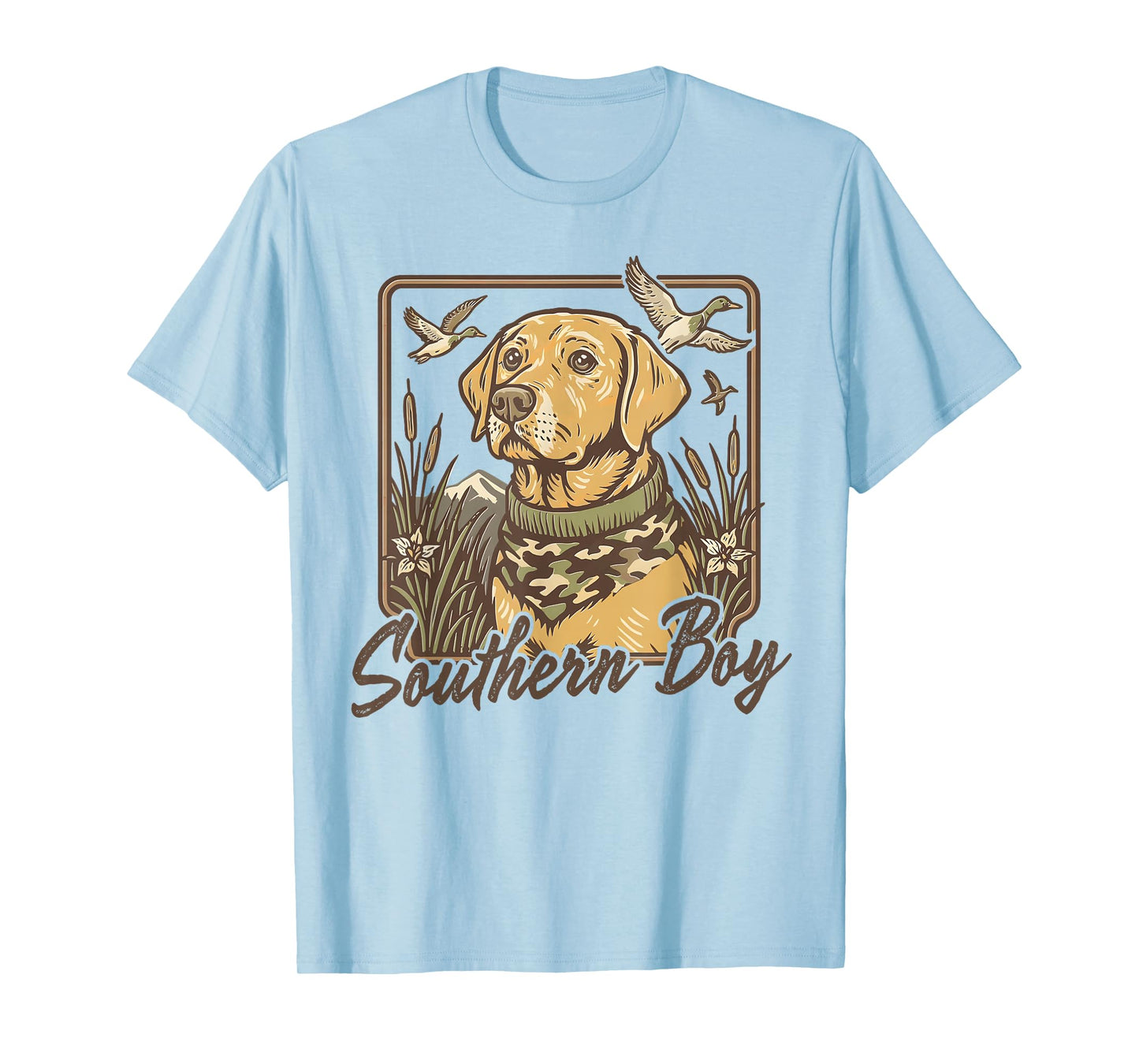 Camo Southern Boy Hunting Duck Dog Western Camouflage Flag T-Shirt