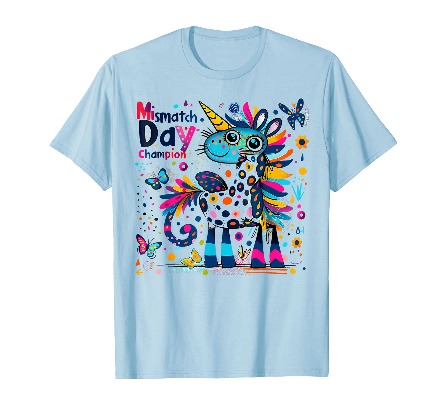 Mismatch Day Champion Funny Colorful Unicorn T-Shirt