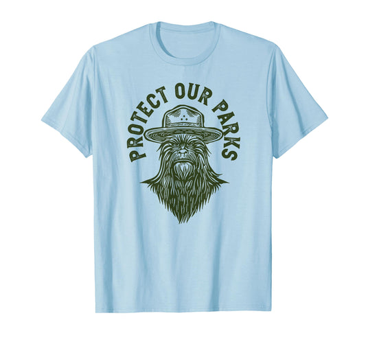 Giant Step Design Co. Protect Our Parks! Sasquatch Park Ranger Funny Bigfoot T-Shirt