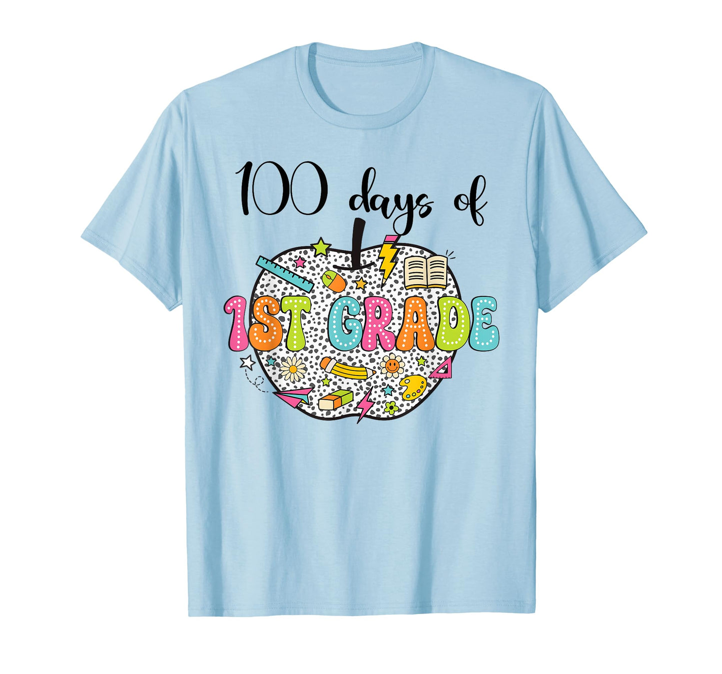 100th day of school shirt 100 days of 1st grade Bow Apple T-Shirt