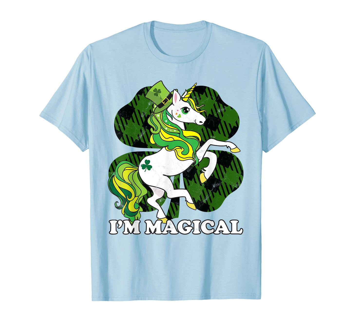 Unicorn Plaid St Patricks Day Magical Lepricorn Girl Women T-Shirt