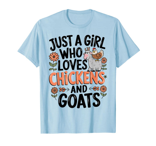 Just A Girl Who Loves Chicken And Goats Farming Farmer Women T-Shirt