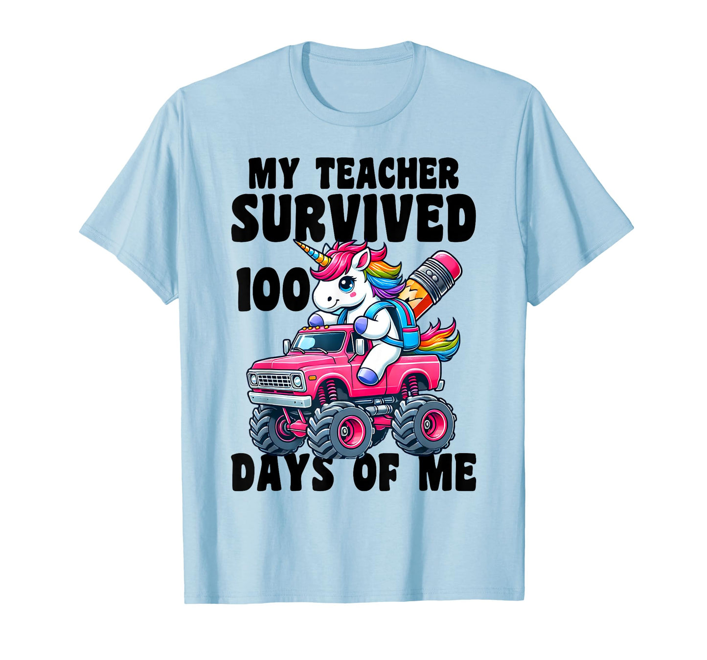 Cute 100 Days Of School 100th Day of School Unicorn Girls T-Shirt
