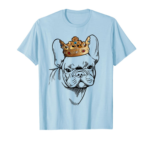 French Bulldog Wearing Crown T-Shirt for Men Women Kids