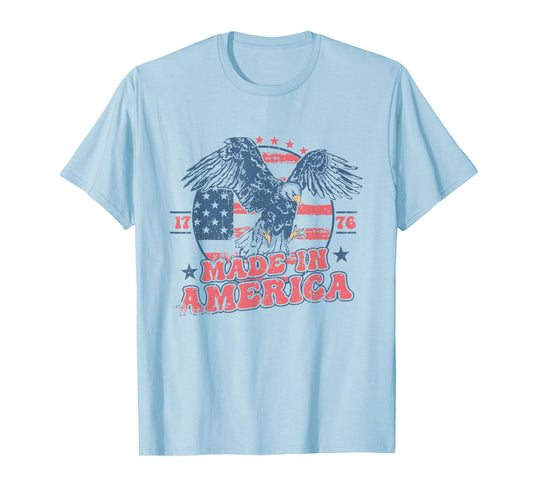 Made In America USA Flag Eagle 4th of July Patriotic Freedom T-Shirt for Women Men