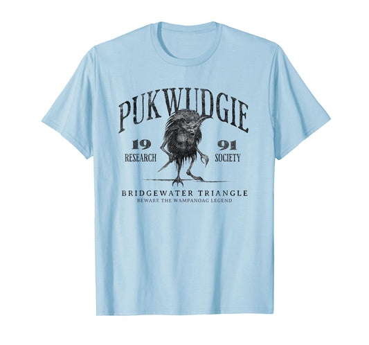 Awesome Cryptid Tees Pukwudgie Research Society Est 1991 Bridgewater Triangle Unisex-Adults Grey T-Shirt