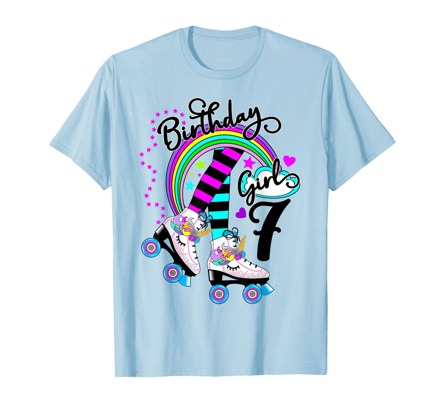 7th Unicorn Roller Skate Birthday Party for Girls Shirt
