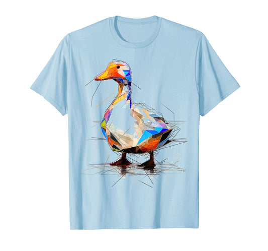 Duck Polygon Drawing Animal Abstract Art Graphic Bird T-Shirt