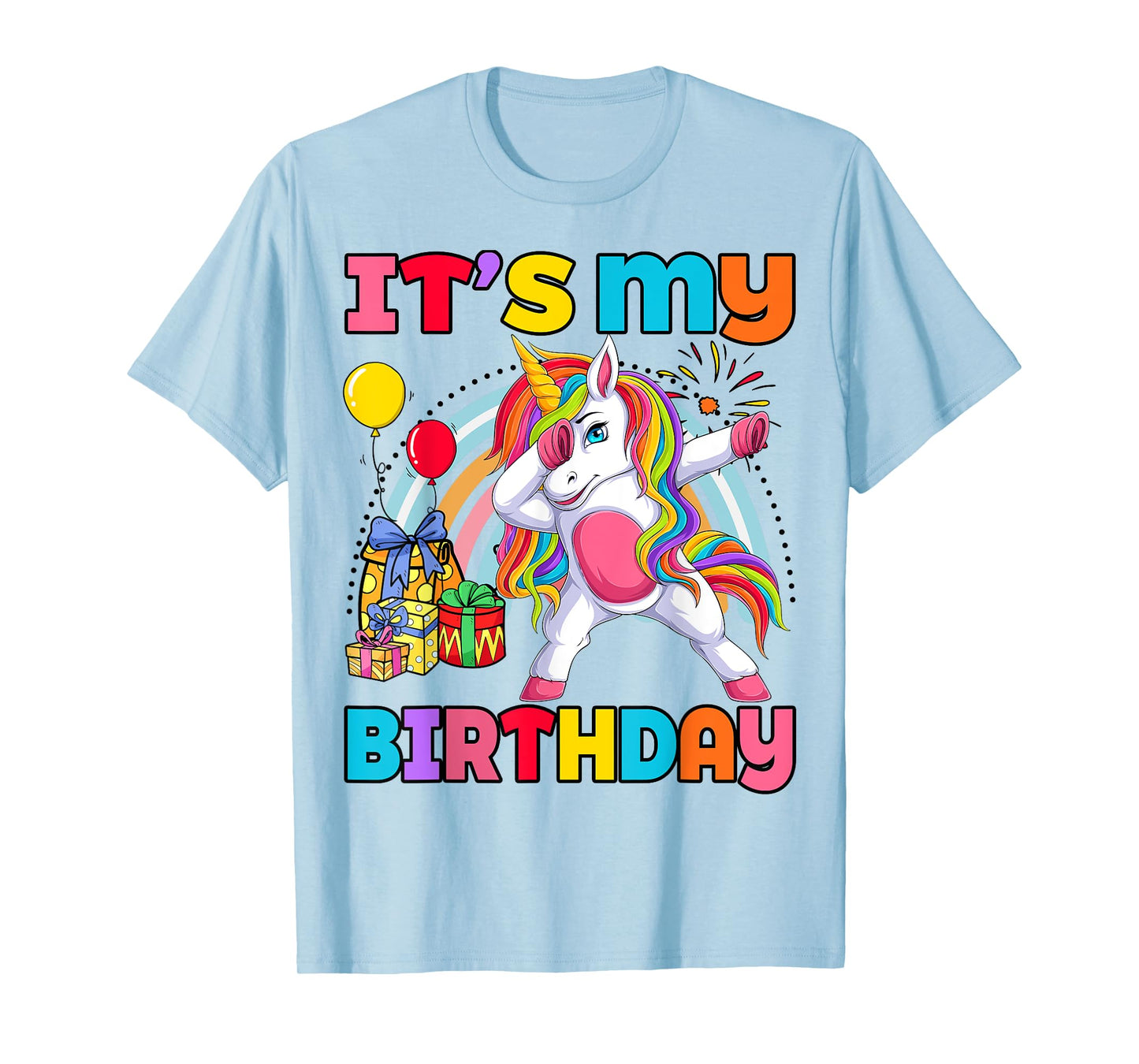 Kids It's My Birthday Dabbing Unicorn Rainbow Girl Toddler T-Shirt