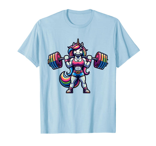 Muscular Female Unicorn Weightlifting Fitness T-Shirt