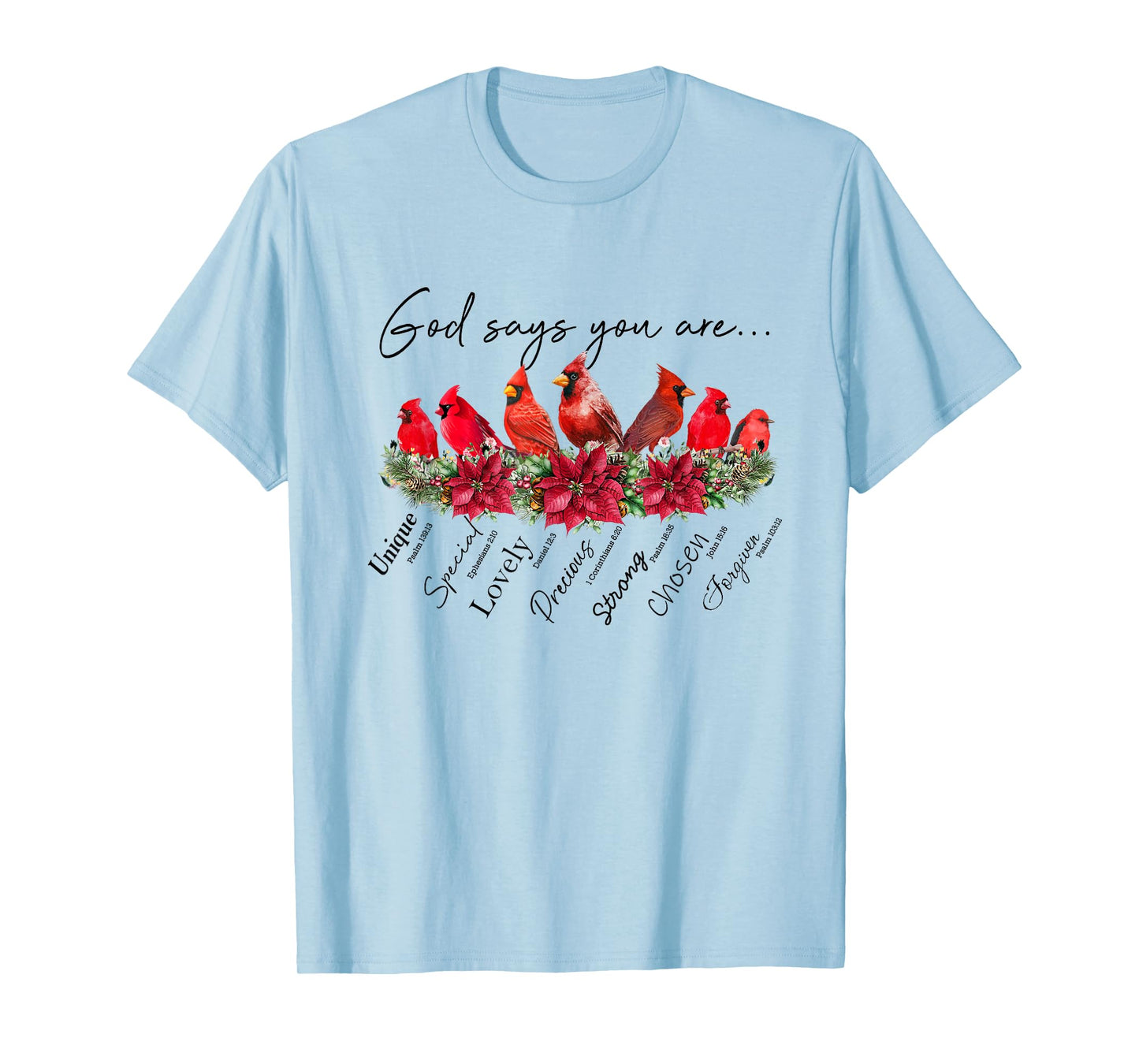 God Says You Are Women Christian Religious Cardinal Bird T-Shirt