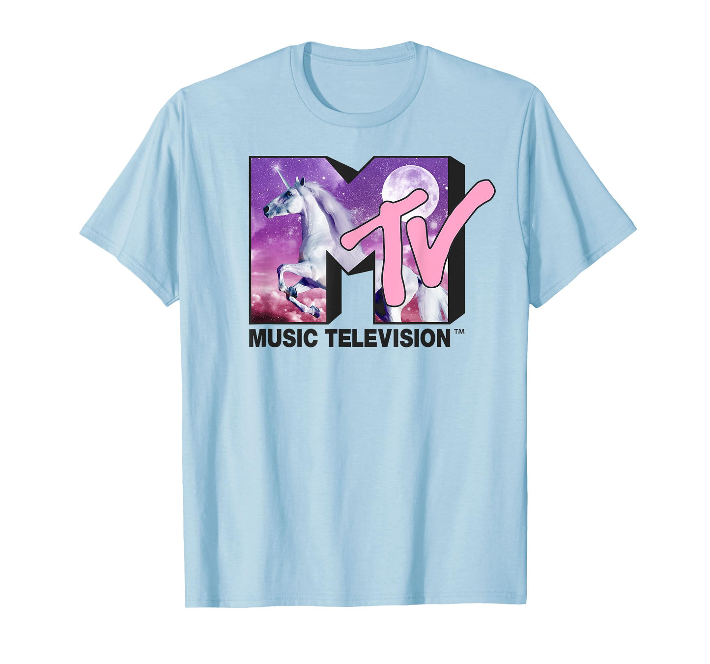MTV Unicorn In the Night Sky Logo Fill Graphic T-Shirt T-Shirt