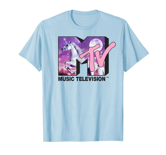 MTV Unicorn In the Night Sky Logo Fill Graphic T-Shirt T-Shirt