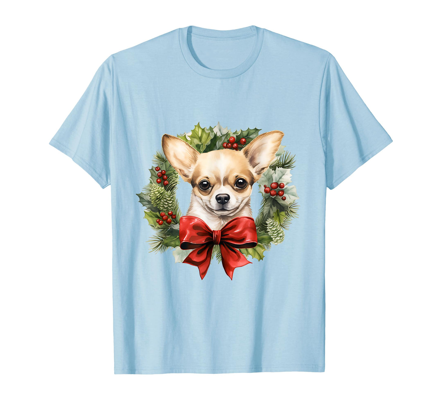 Chihuahua Christmas Wreath Decoration Xmas Pajamas T-Shirt