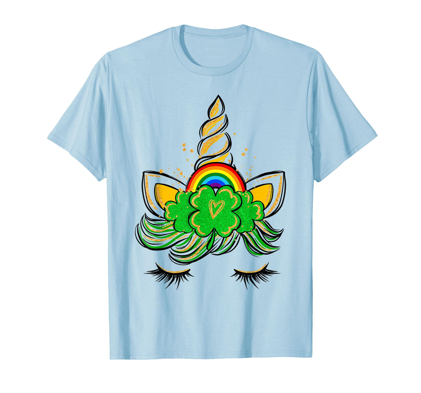 Unicorn Face St Patrick's Day Irish Girls Kids T-Shirt