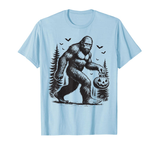 Spooky Halloween Bigfoot Pumskin Shirt Men Women T-Shirt
