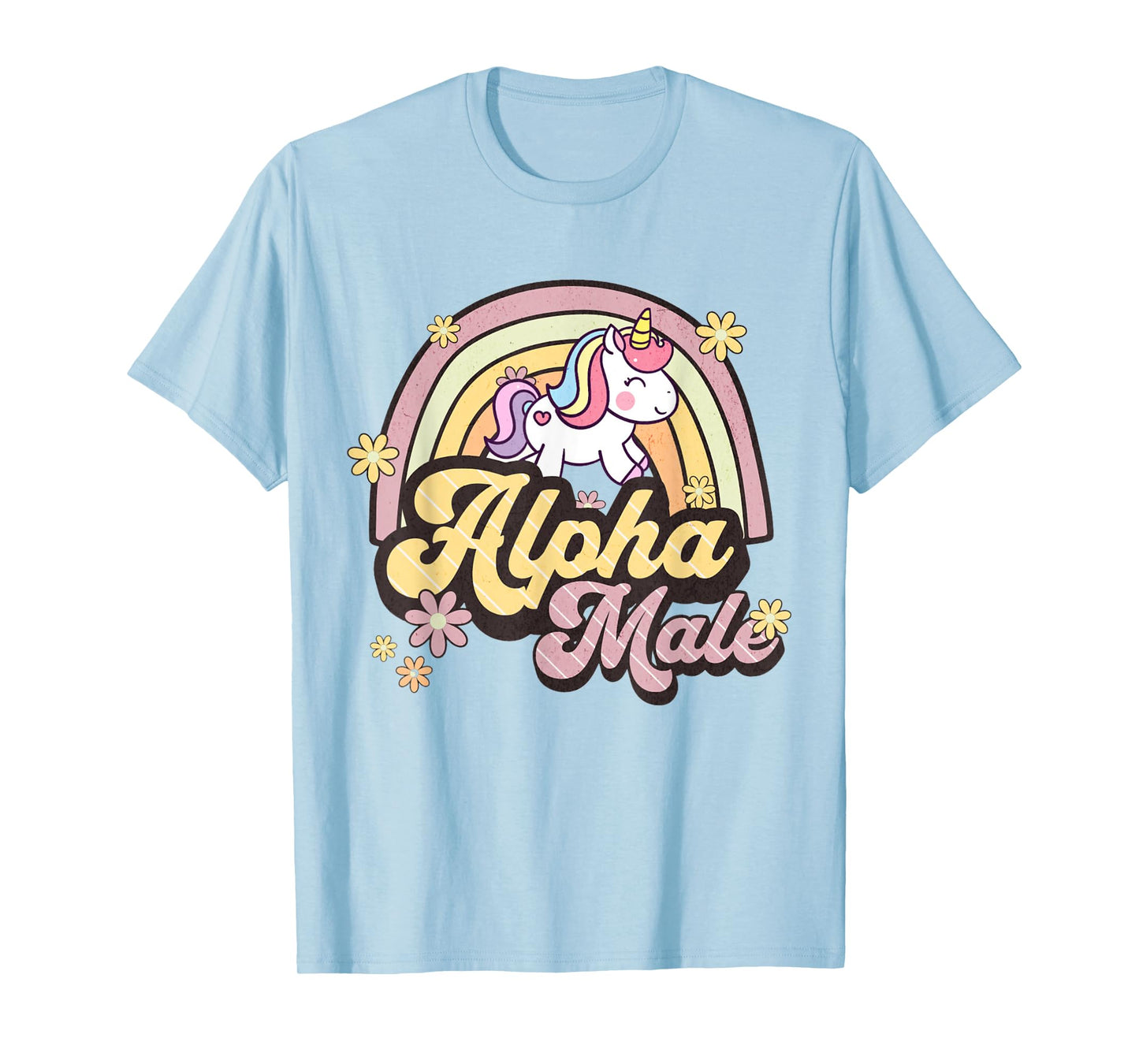 Alpha Male Unicorn Rainbow Sarcastic Ironic Weird Y2K Humor T-Shirt