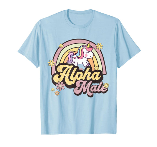 Alpha Male Unicorn Rainbow Sarcastic Ironic Weird Y2K Humor T-Shirt