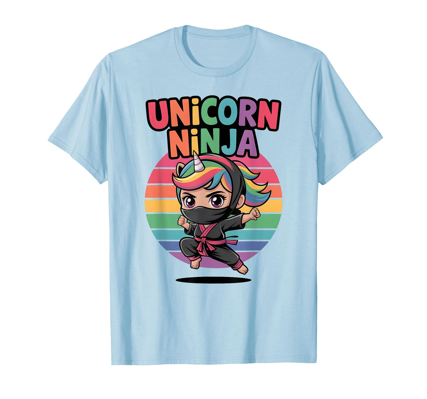 Happy UNICORN NINJA Birthday Girl Girls I Love Pink Crew T-Shirt
