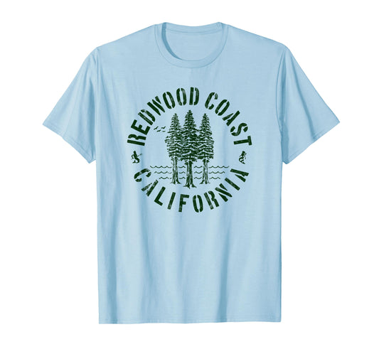 Redwood Coast California Trees Forest Ocean Outdoors Camping T-Shirt