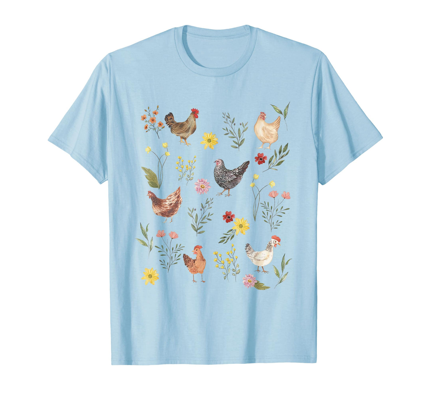 Wildflower Chicken Floral Chicken Lover Cute Farmer Flowers T-Shirt