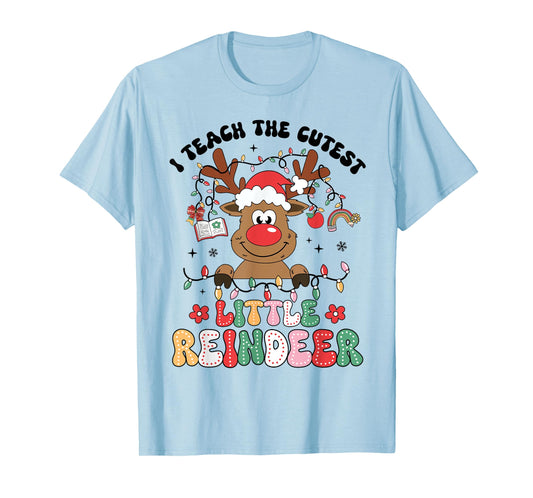 Christmas Teacher I Teach The Cutest Little Reindeer Boy Kid T-Shirt