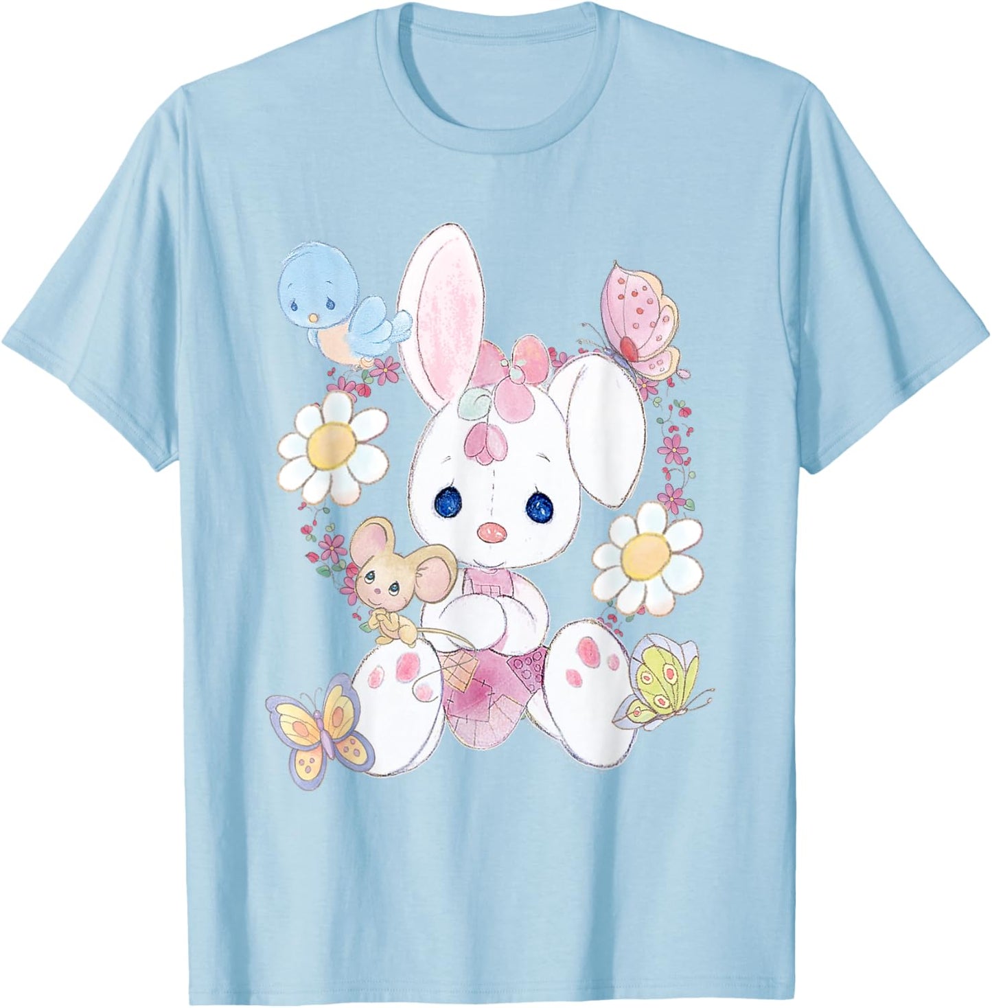 Precious Moments Cute Bunny Rabbit with Flowers T-Shirt