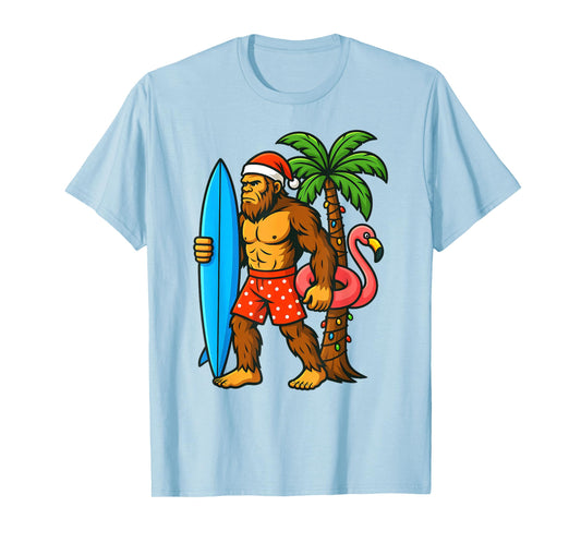 Christmas In July Bigfoot Hawaiian Xmas Palm Tree Summer T-Shirt