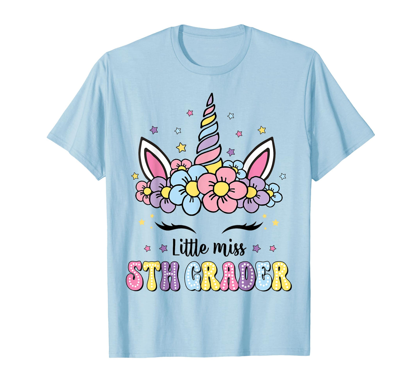 Little Miss 5th Grade Grader Hello First Day Of School Girls T-Shirt