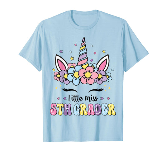 Little Miss 5th Grade Grader Hello First Day Of School Girls T-Shirt