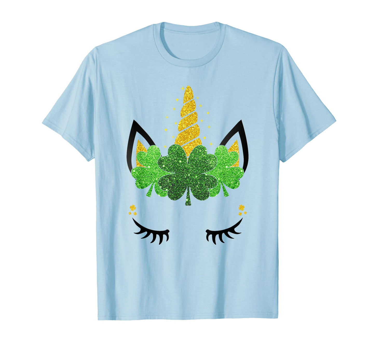 Unicorn Face St Patrick's Day Girls Kids Women T-Shirt