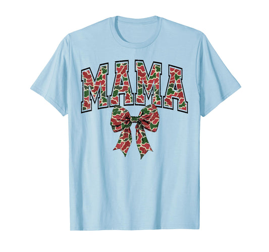 Hunting Mama Camouflage Old Camo Coquette Bow Mother's Day T-Shirt