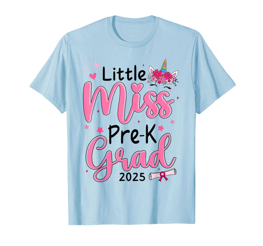 Little Miss Pre-K Graduation Shirts Kids Girls Preschool T-Shirt