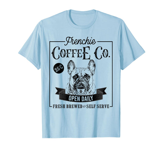Retro French Bulldog Coffee Funny Dog Mom Coffee Lover Men Women Girls Kids T-Shirt