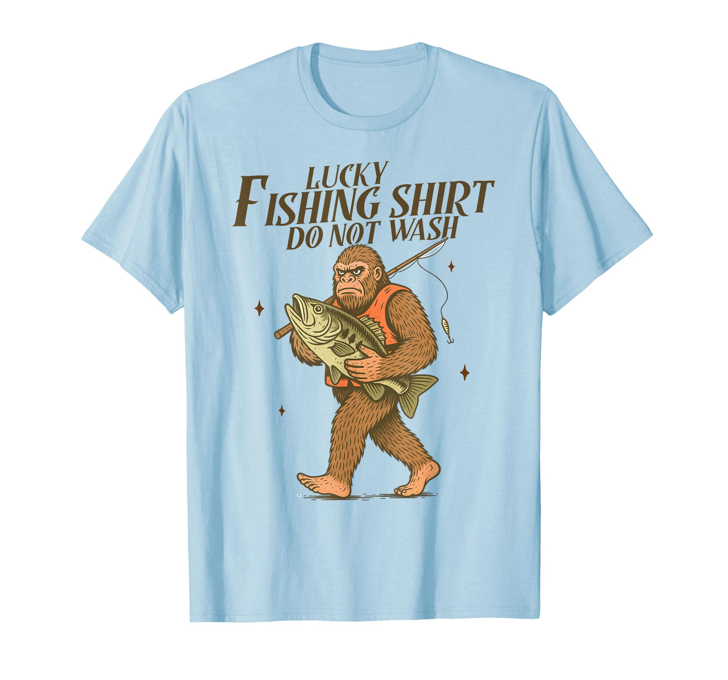 Fishing Lover Fisherman Bigfoot Funny Fisher Lucky Fishing T-Shirt