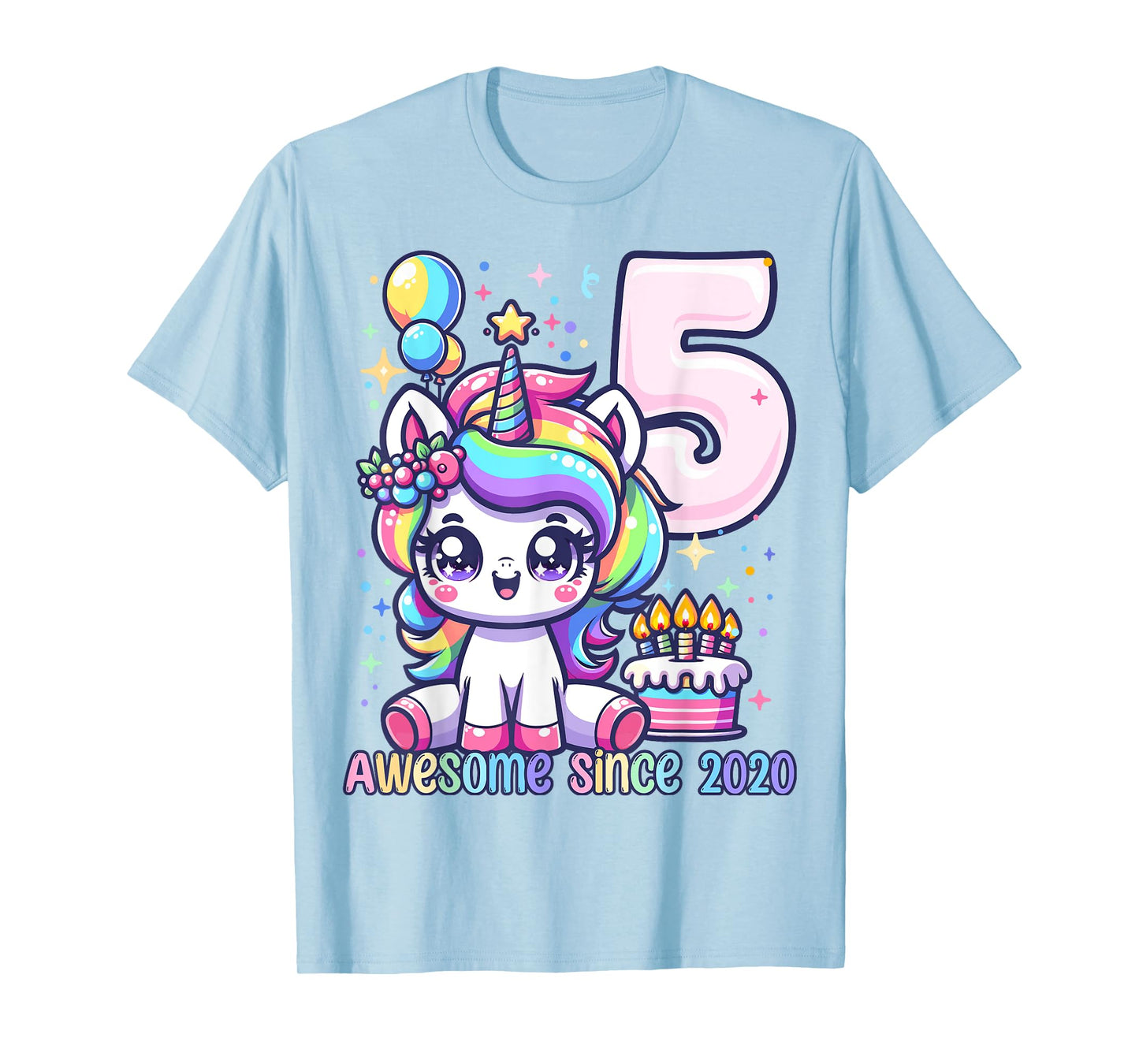 Unicorn 5th Birthday 5 Year Old Unicorn Party Girls Outfit T-Shirt