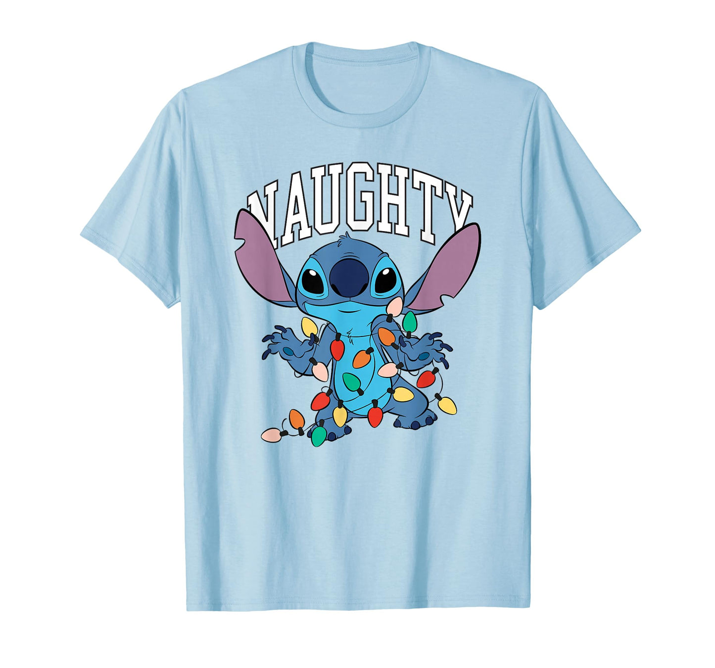 Disney Lilo & Stitch Christmas Naughty Boy with Xmas Lights T-Shirt