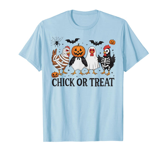 Chick Or Treat Funny Halloween Chicken Lover Witch Pumpkin T-Shirt